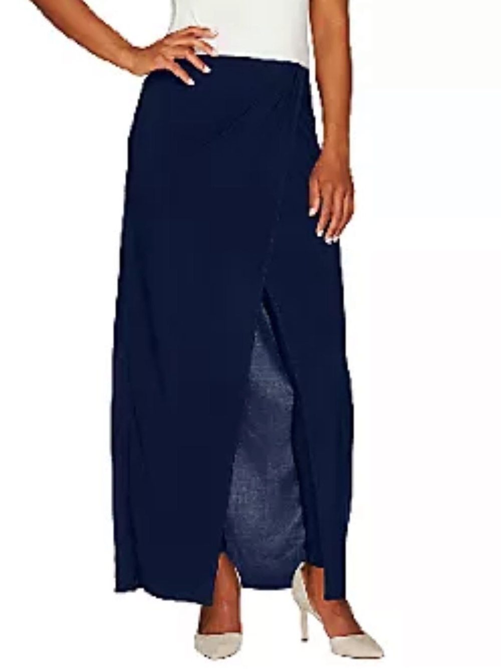 Attitudes by Renee Navy Jersey Knit Sarong Skirt with Leggings